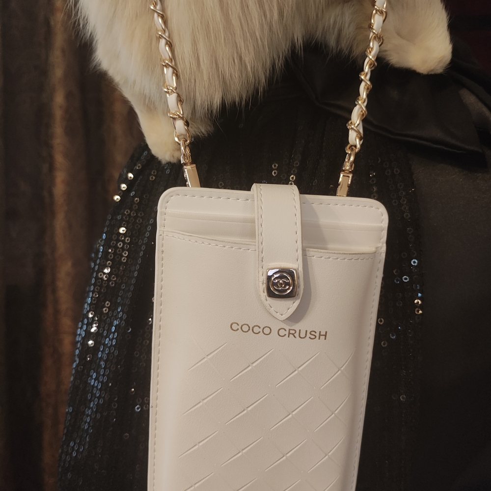 Coco Crush White Crossbody Phone Storage Holder